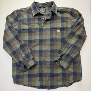 Carhartt Men's Casual Plaid Shirt - Blue and Tan